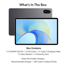 Load image into Gallery viewer, HONOR Pad X9 with Free Flip-Cover 11.5-inch (29.21 cm) 120Hz 2K Display, Snapdragon 685, 8GB (8GB+5GB RAM Turbo) 128GB ROM, 6 Speakers, Up-to 13 Hours Battery, Android, WiFi, Metal Body, Gray