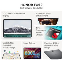 Load image into Gallery viewer, HONOR Pad 9 with Free Bluetooth Keyboard, 12.1-Inch 2.5K Display, 16GB (8+8GB Extended), 256GB Storage, Snapdragon 6 Gen 1 (4nm), 8 Speakers, Up-to 17 Hours, Android 13, WiFi Tablet, Metal Body, Gray
