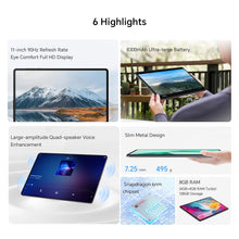 Load image into Gallery viewer, HONOR Pad X8a with Free Flip-Cover (11 inch) FHD TUV Rheinland Certified Eye Protection Display, 4GB RAM 128 GB ROM Expandable Up-to 1TB, Snapdragon 680, Histen Quad Speakers, Wi-Fi Only, Gray