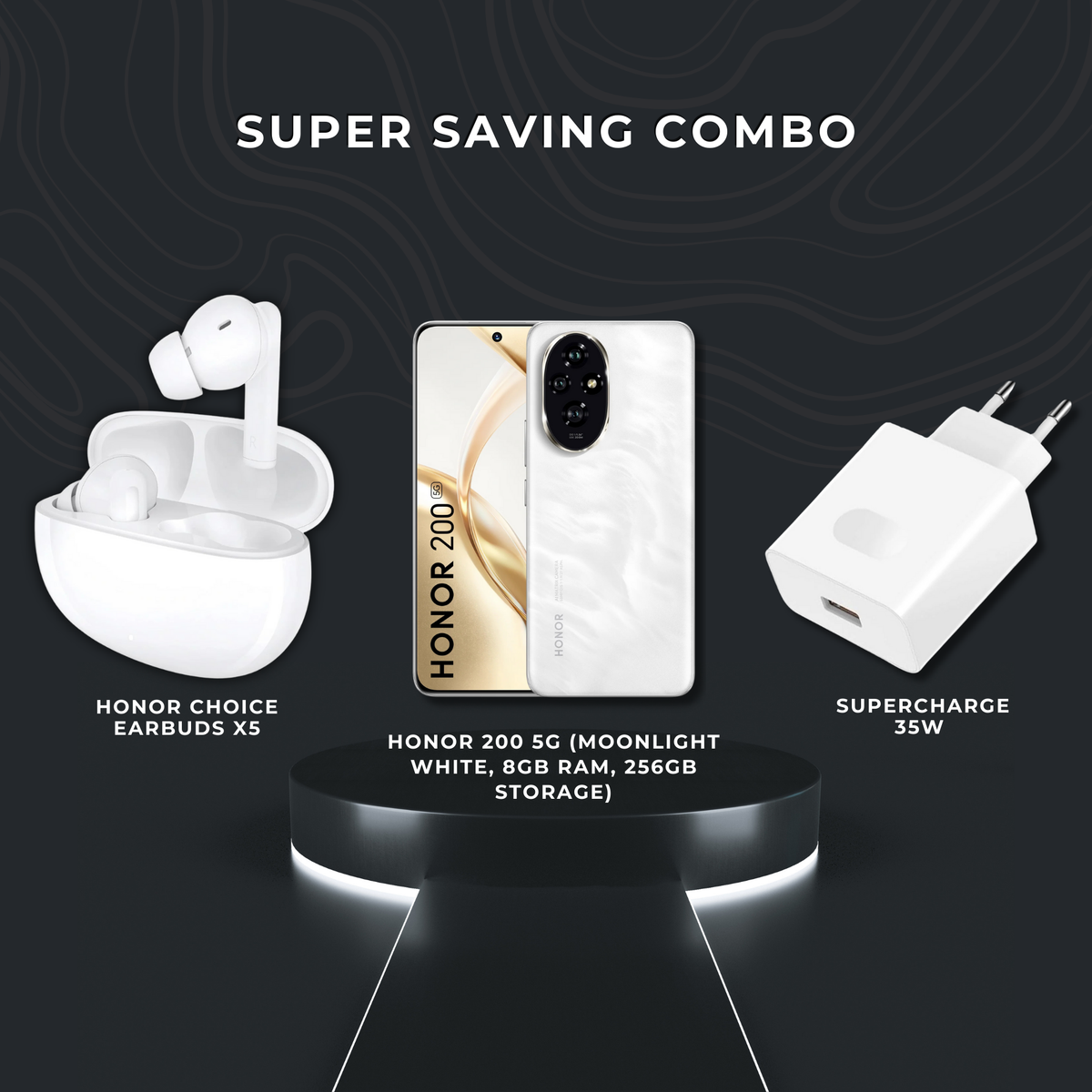 HONOR 200 5G(White, 8GB RAM, 256GB Storage) + Earbuds X5 (White) +