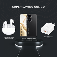 Load image into Gallery viewer, HONOR 200 5G(Black, 8GB RAM, 256GB Storage) + Earbuds X5 (White) + SuperCharge 100W Mobile Charger Combo