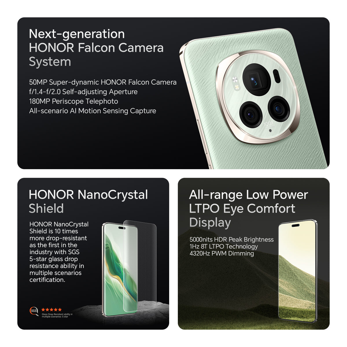 HONOR Magic6 Pro グリーン 超美品 HONOR Magic6 Pro 5G (एपी ग्रीन, 12GB RAM, 512GB