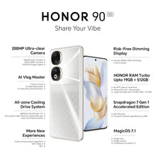 Load image into Gallery viewer, HONOR 90 (Diamond Silver, 8GB + 256GB) | India's First Eye Risk-Free Display | 200MP Main & 50MP Selfie Camera | Segment First Quad-Curved AMOLED Screen | Without Charger