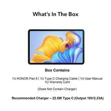 Load image into Gallery viewer, HONOR PAD 8 30.4 cm (12") 2K Display, Qualcomm Snapdragon 680, 6GB RAM, 128GB Storage, 8 Speakers, Android 12, Tuv Certified Eye Protection, Up to 14 Hours Battery, WiFi Tablet, Metal Body, Blue Hour