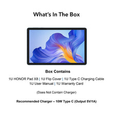 Load image into Gallery viewer, HONOR Pad X8 with Free Flip-Cover, 25.65cm (10.1 inch) FHD Display, 4GB RAM 64GB ROM, Mediatek MT8786, Android 12, TUV Rheinland Certified Eye Protection, Up to 14 Hours Battery WiFi Tablet, Blue Hour
