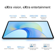 Load image into Gallery viewer, HONOR Pad X9 with Free Flip-Cover 11.5-inch (29.21 cm) 120Hz 2K Display, Snapdragon 685, 8GB (8GB+5GB RAM Turbo) 128GB ROM, 6 Speakers, Up-to 13 Hours Battery, Android, WiFi, Metal Body, Gray
